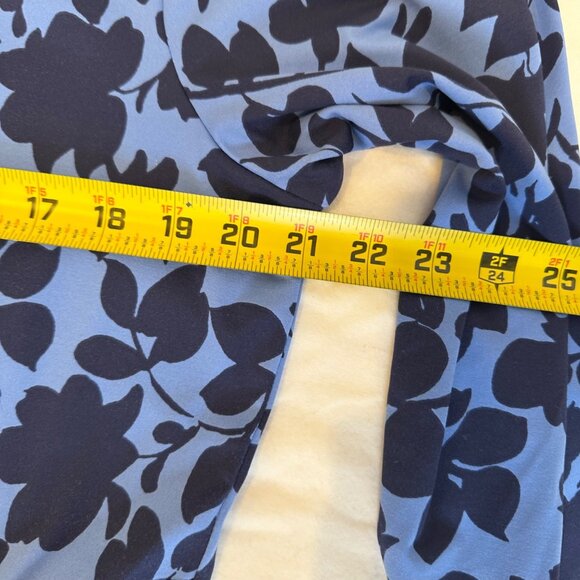 Talbots 1X Floral Midi Dress Long Sleeve Blue Navy Pullover Office Bussiness - Picture 8 of 15